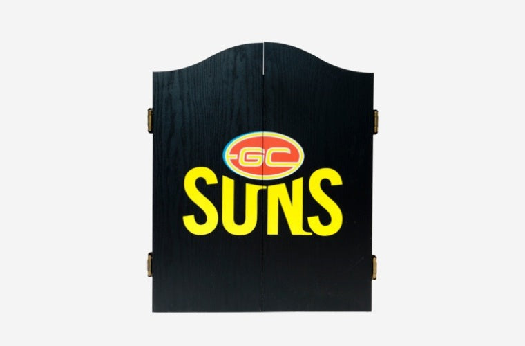 Gold Coast Suns AFL Dart Board and Cabinet Set