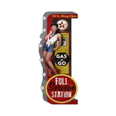 Man Cave Full Service Station Gas n Go Tin Double Sided Wall Sign Light