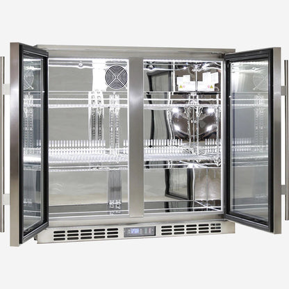 Rhino Stainless Steel 2 Door Heated Glass Bar Fridge