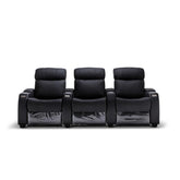 Furniture - Anna Black Leather 3 Seater Recliner - Electric