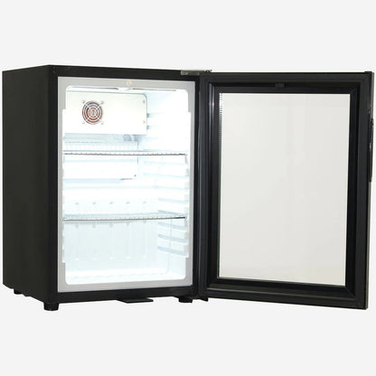 Schmick Black Glass Door Mini Bar Accommodation Fridge Quiet Running With Shallow Depth Model SK40-B