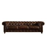 Winston Three Seat Classic Vintage Leather Chesterfield Lounge – Cigar Brown