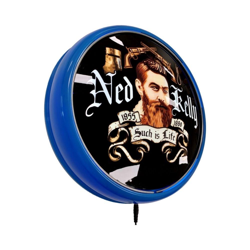 Ned Kelly Such is Life LED Bar Lighting Wall Sign Light Button Light Blue