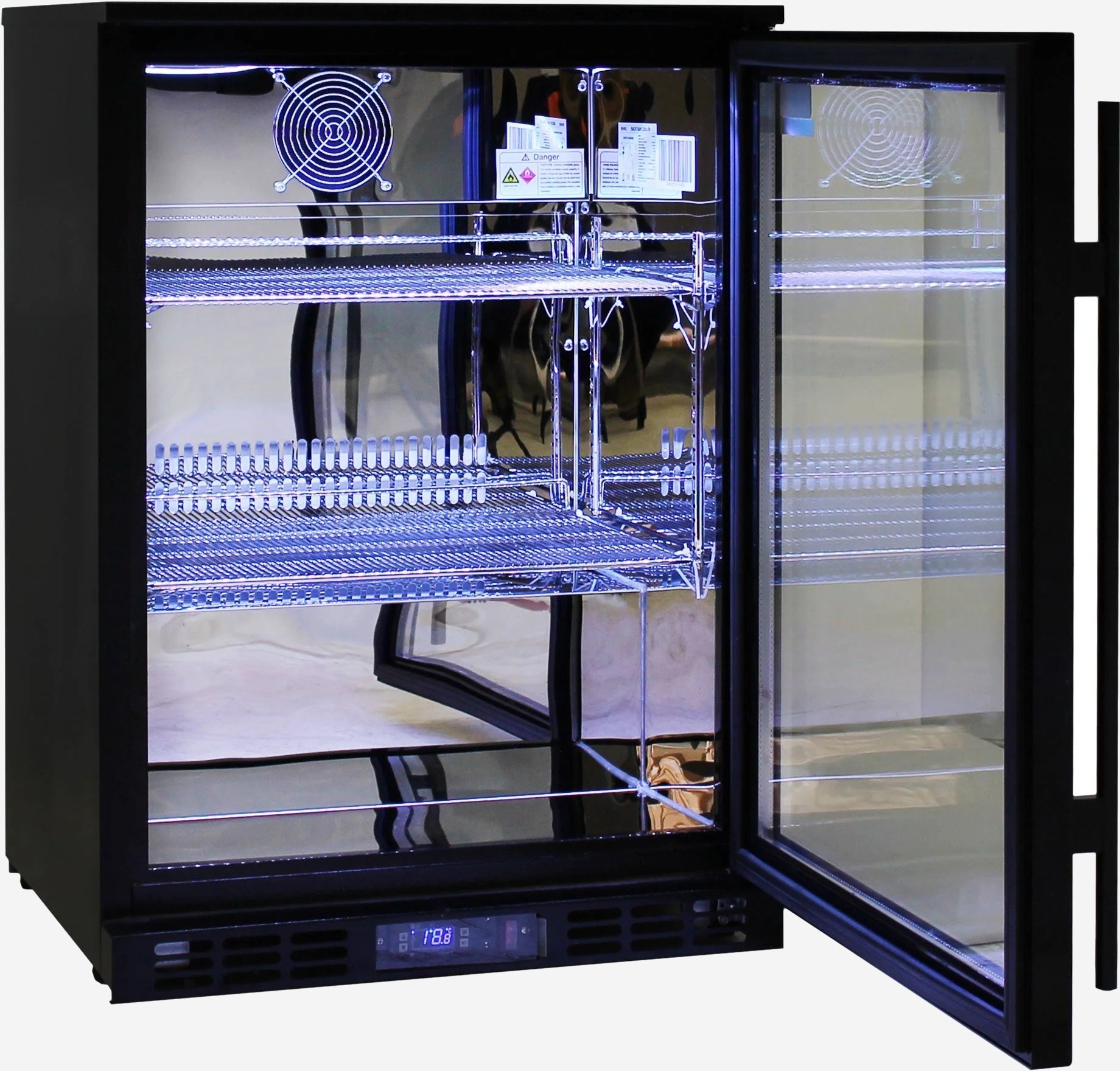 Rhino Night Club Commercial Multi Light Colored Black 1 Door Bar Fridge