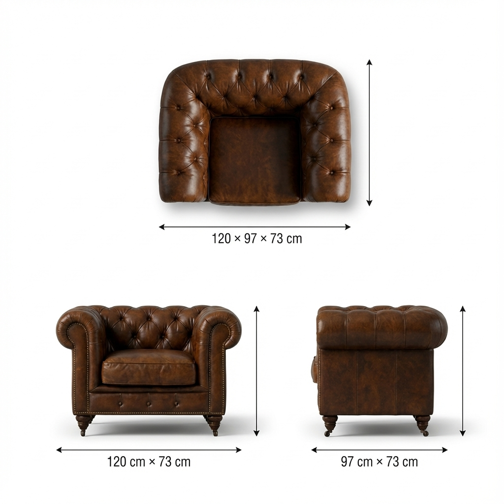 Winston Classic Vintage Leather Chesterfield lounge chair – Camel Brown