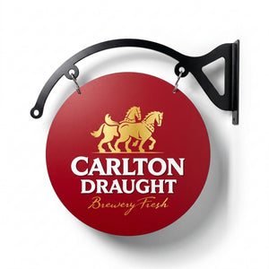Carlton Draught 400mm Double-Sided Round Metal Sign (SHIPS IN 2 WEEKS)