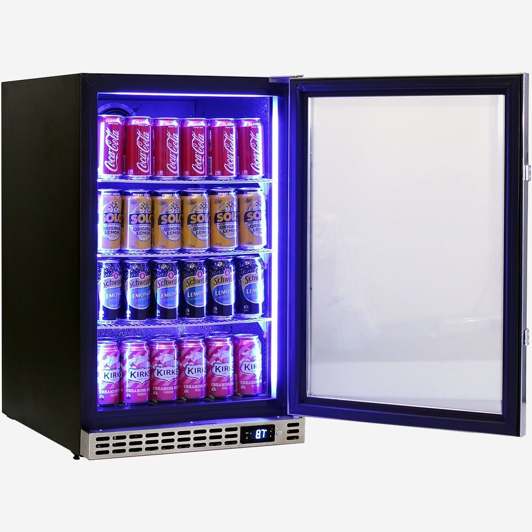 Schmick Quiet Running Front Venting Under Bench Heated Glass Door Bar Fridge Model SK116R-HD