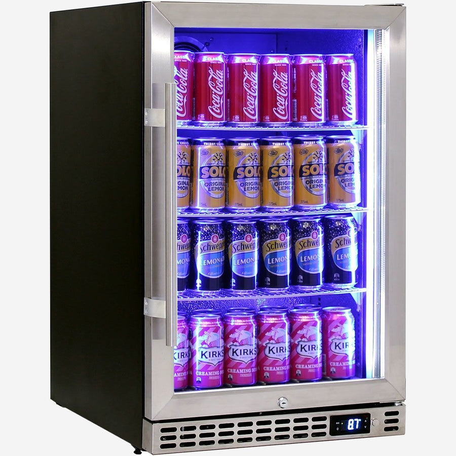 Schmick Quiet Running Front Venting Under Bench Heated Glass Door Bar Fridge Model SK116R-HD