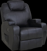 Furniture > Living Room - Massage Sofa Chair Recliner 360 Degree Swivel PU Leather Lounge 8 Point Heated