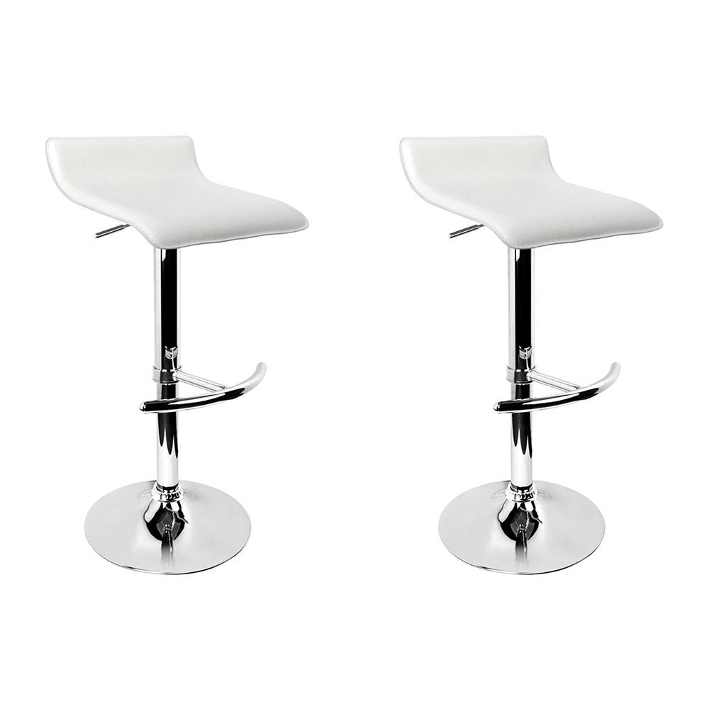 Artiss Set of 2 PU Leather Wave Style Bar Stools - White