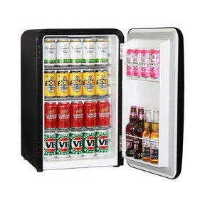 Black Rounded Quiet Running Energy Efficient Mini Bar Fridge Model HUS-RND70B