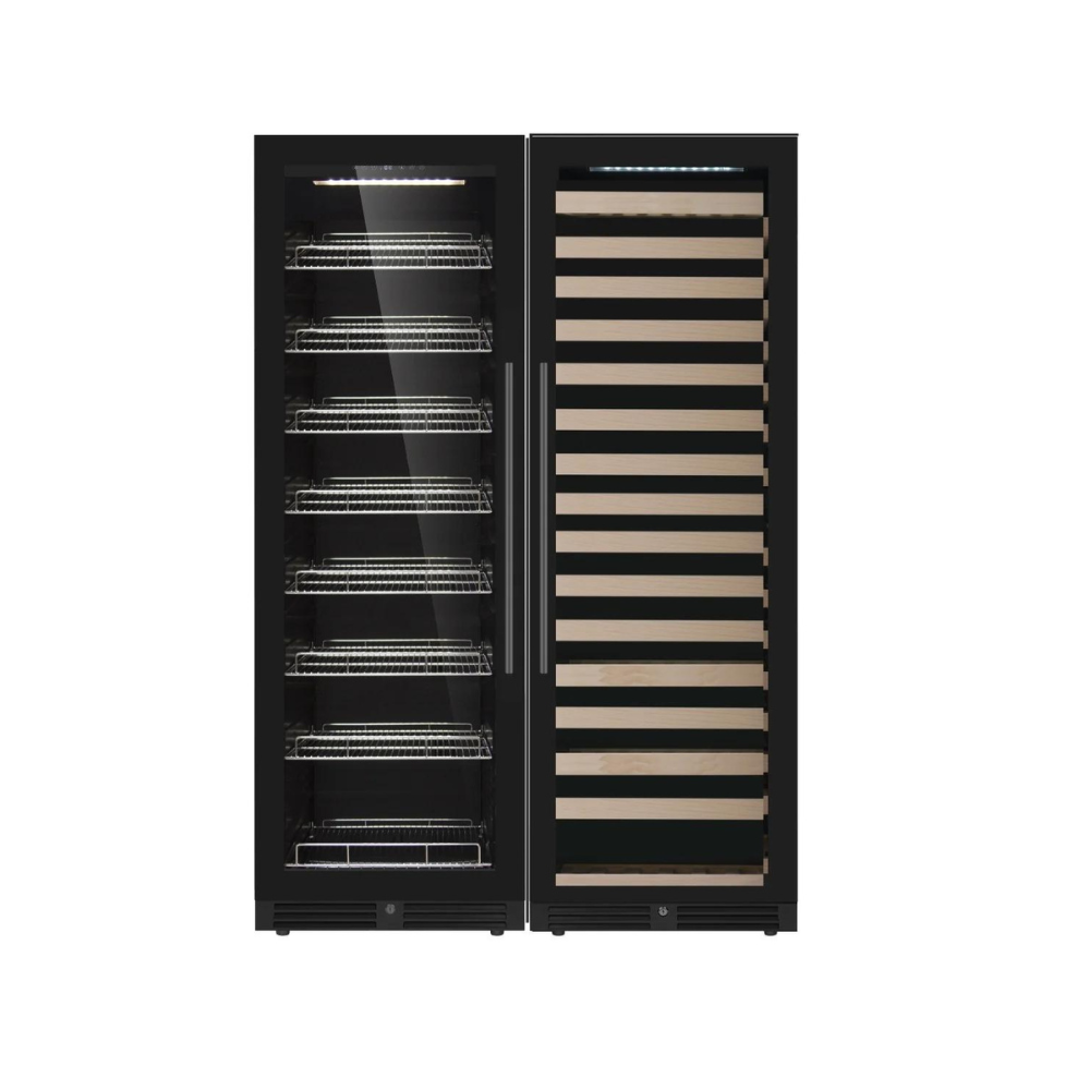 1800mm Height Upright Wine & Beverage Refrigerator Combo With Low-E Glass 5-Year Warranty (+$499) / Borderless Black Glass Door