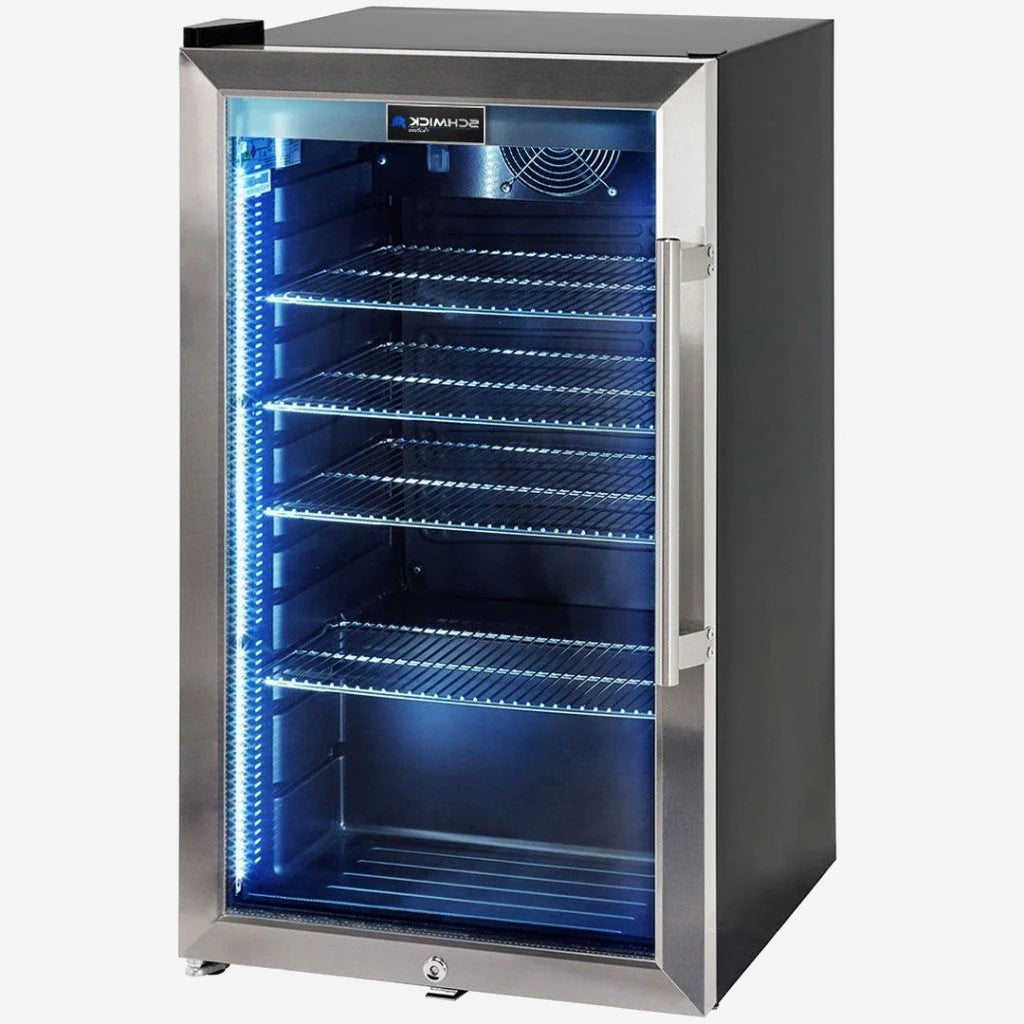 Schmick Outdoor Triple Glazed Alfresco Bar Fridge With Led Strip Lights. Lock and LOW E Glass. Indoor use also perfect! - Model HUS-SC88L-SS