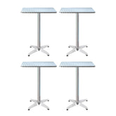 Gardeon 4pcs Outdoor Bar Table Furniture Adjustable Aluminium Square Cafe Table