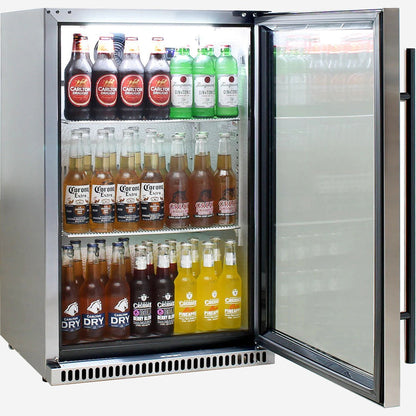 Schmick 304 Stainless Steel Bar Fridge Tropical Rated With Heated Glass and Triple Glazing 1 Door Model SK118R-SS