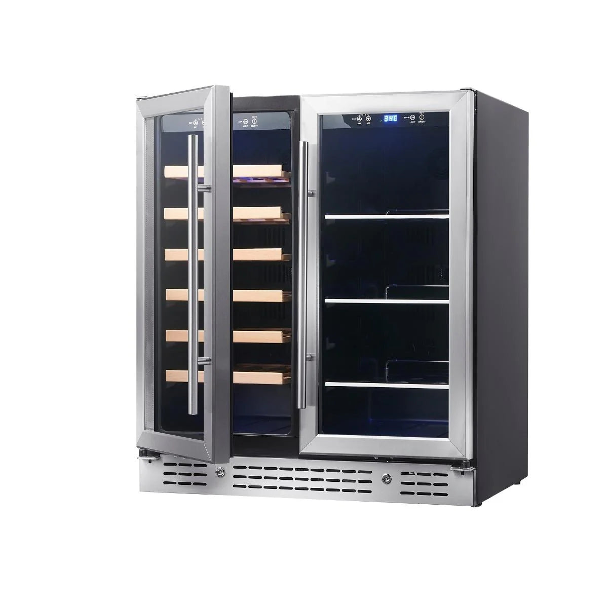 750mm Wide Under bench Low-E Glass Door Wine and Beer Fridge Combo