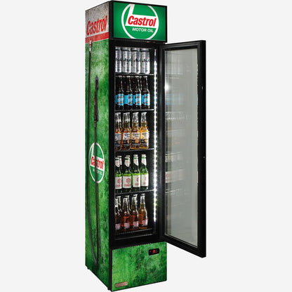 Castrol - Fuel Pump Branded Skinny Upright Bar Fridge
