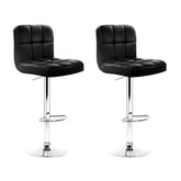 Artiss Set of 2 PU Leather Gas Lift Bar Stools - Black