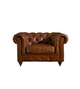 Winston Classic Vintage Leather Chesterfield lounge chair – Camel Brown