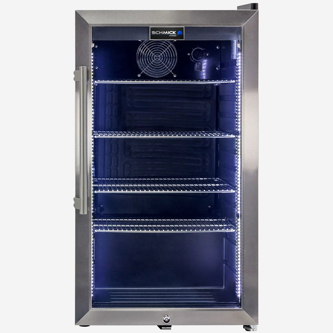 Schmick Outdoor Triple Glazed Alfresco Bar Fridge With Led Strip Lights. Lock and LOW E Glass. Indoor use also perfect! - Model HUS-SC88-SS