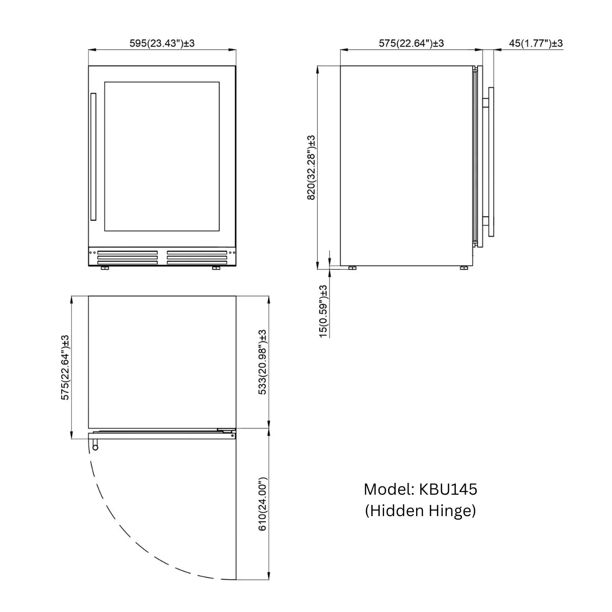 820mm Height Under Bench LOW-E Glass Door Beer Fridge