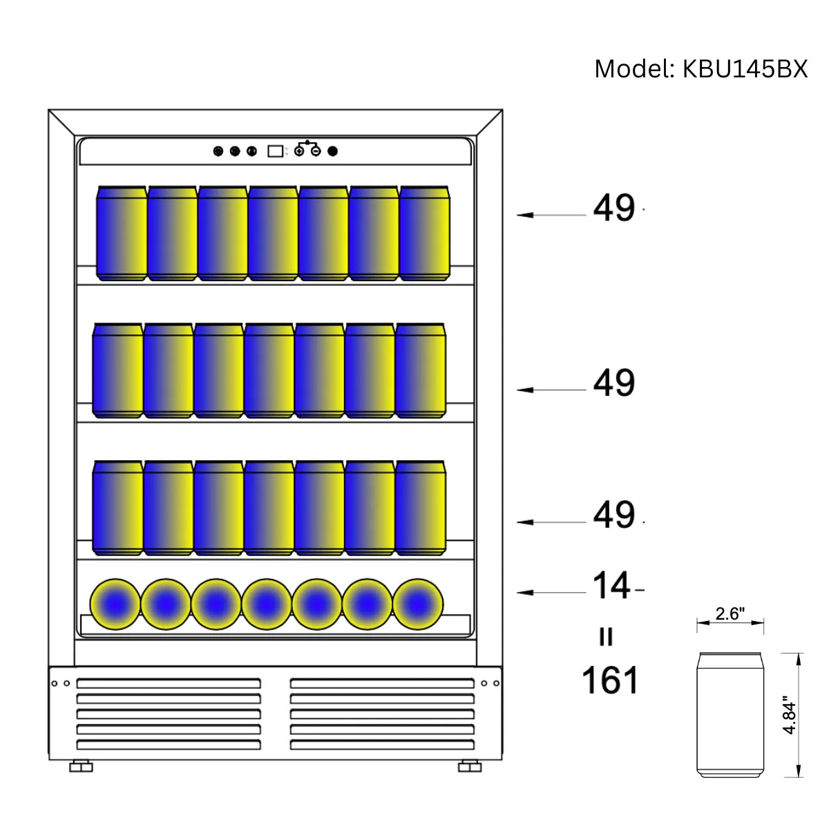 820mm Height Under Bench LOW-E Glass Door Beer Fridge