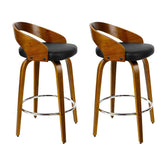 Artiss Set of 2 Walnut Wood Bar Stools - Black and Brown