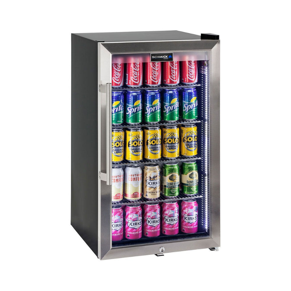 Schmick Outdoor Triple Glazed Alfresco Bar Fridge With Led Strip Lights, Lock and LOW E Glass, indoor use also perfect! - Model HUS-SC88-SS