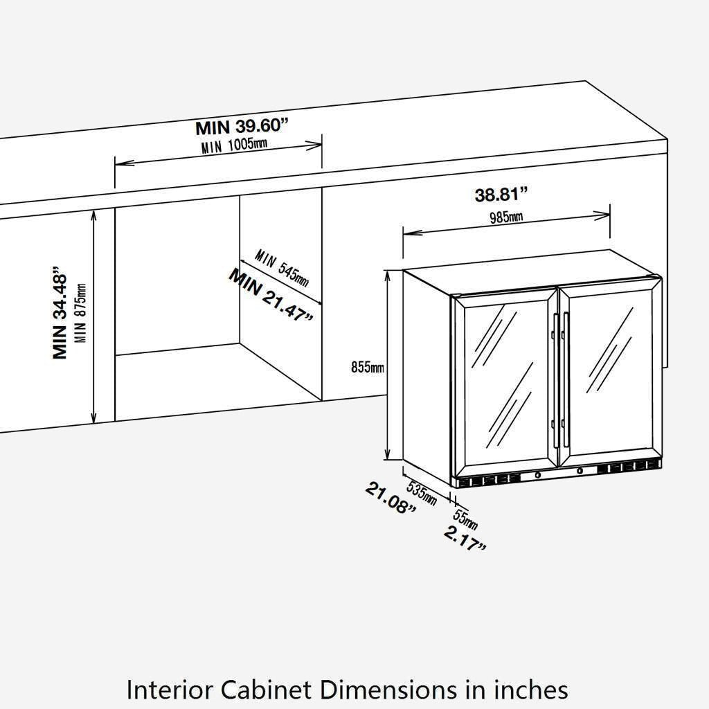 Stainless Steel Under Bench Beer and Wine Fridge Combo