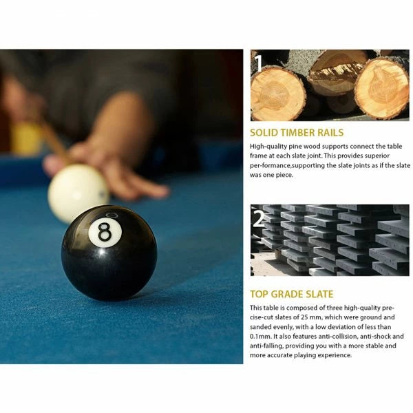 8FT Pool Billiards Snooker Table Dakota Slate Table Free Accessory