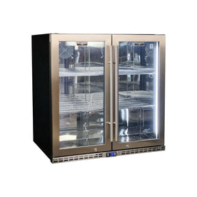 Schmick Quiet Running Front Venting Under Bench Triple Glazed Glass 2 Door Bar Fridge Model SK245-SS