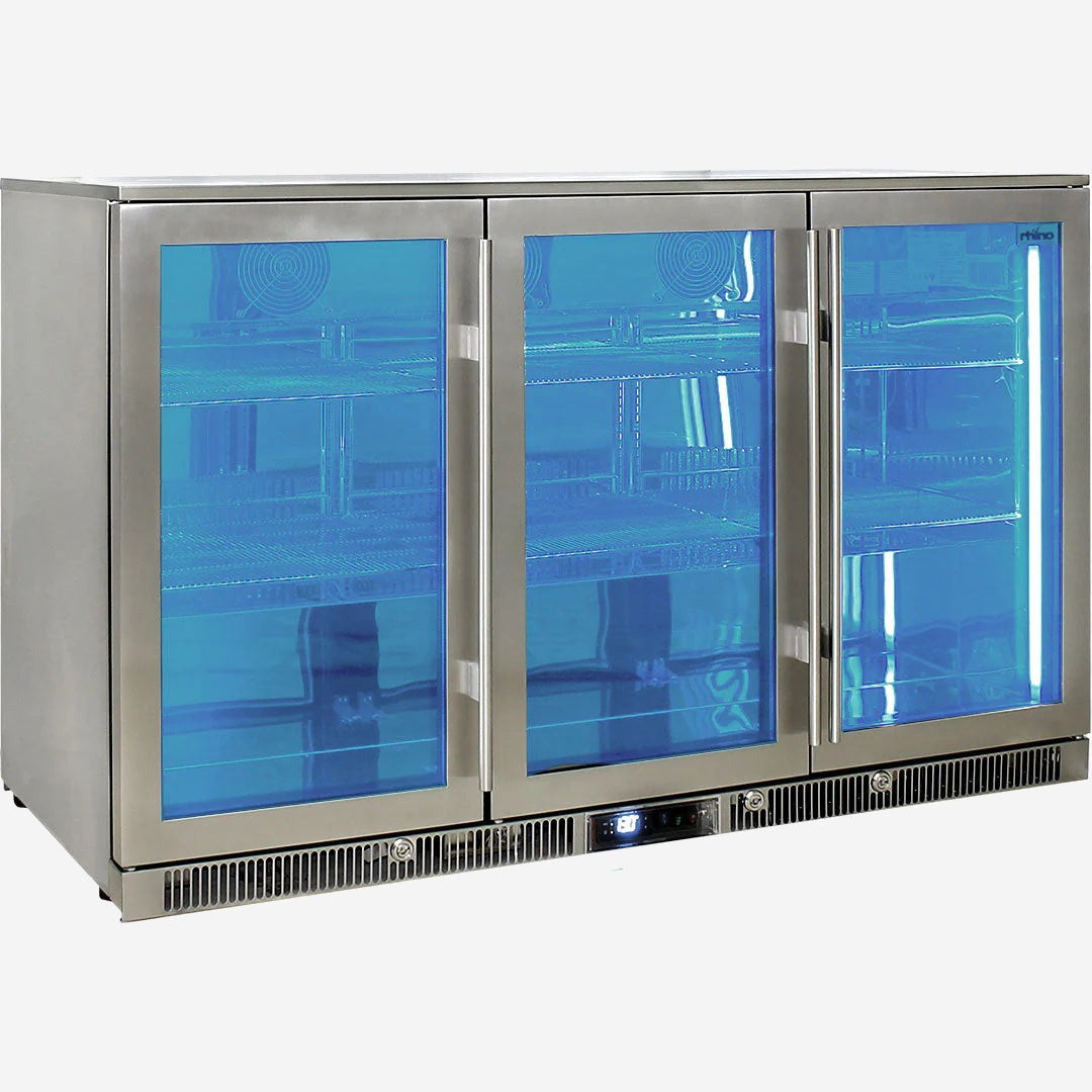 Rhino ENVY 3 Door Bar Fridge Coldest Beer 43ºC+ Best Alfresco 316 Marine Grade Stainless Quiet With No Condensation