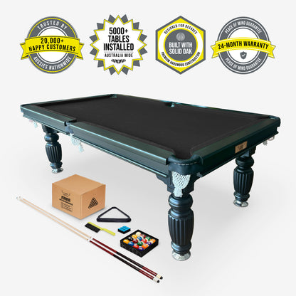 Solid Oak Pool Table Black Frame Black Felt - 20,000+ Happy Customers, 24-Month Warranty