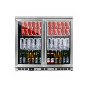 Heating Glass 2-Door Full Stainless Under Bench Beverage Fridge 5-Year Warranty (+$299)