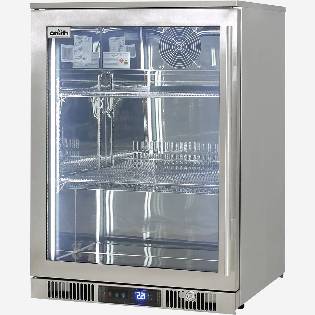 Outdoor Rhino ENVY 1 Door Bar Fridge Coldest Beer 43ºC+ Best Alfresco 316 Stainless Quiet With No Condensation