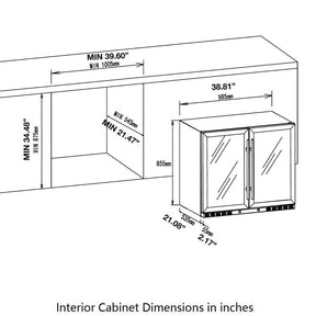 Black Under Bench Beer and Wine Fridge Combo 2-Year Warranty (free) / Glass Door With Stainless Steel Frame (ON BACKORDER FOR MID JUL)