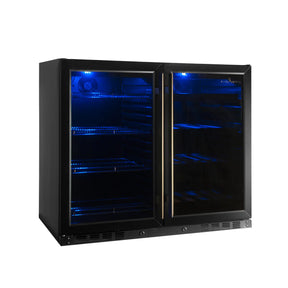 Black Under Bench Beer and Wine Fridge Combo 2-Year Warranty (free) / Glass Door With Stainless Steel Frame (ON BACKORDER FOR MID JUL)