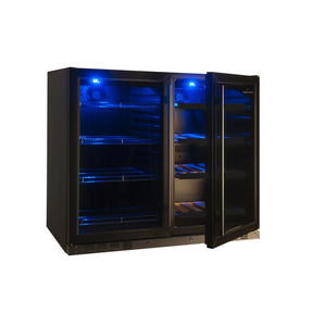 Black Under Bench Beer and Wine Fridge Combo 2-Year Warranty (free) / Glass Door With Stainless Steel Frame (ON BACKORDER FOR MID JUL)