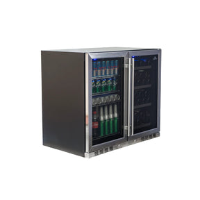 Black Under Bench Beer and Wine Fridge Combo 2-Year Warranty (free) / Glass Door With Stainless Steel Frame (ON BACKORDER FOR MID JUL)