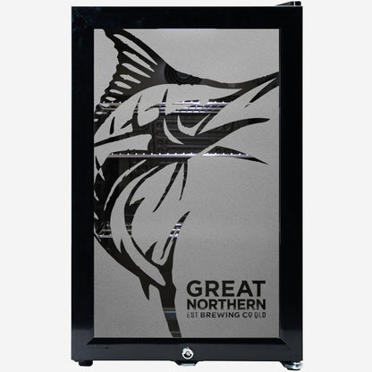 Great Northern Branded Glass Door Bar Fridge With Cool Frosted Door Logo