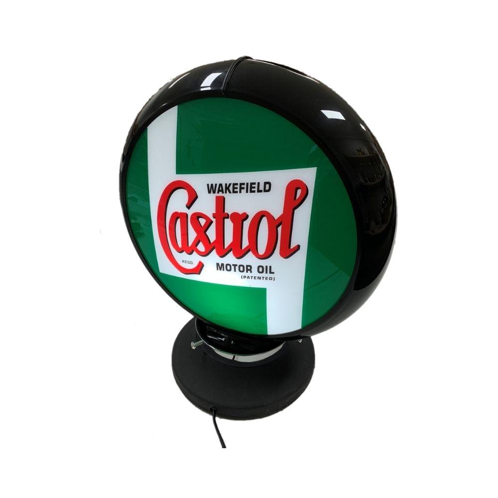 Castrol Motor Oil Fuel Bowser Bar Lighting Garage Light Sign Illuminated Globe on Base