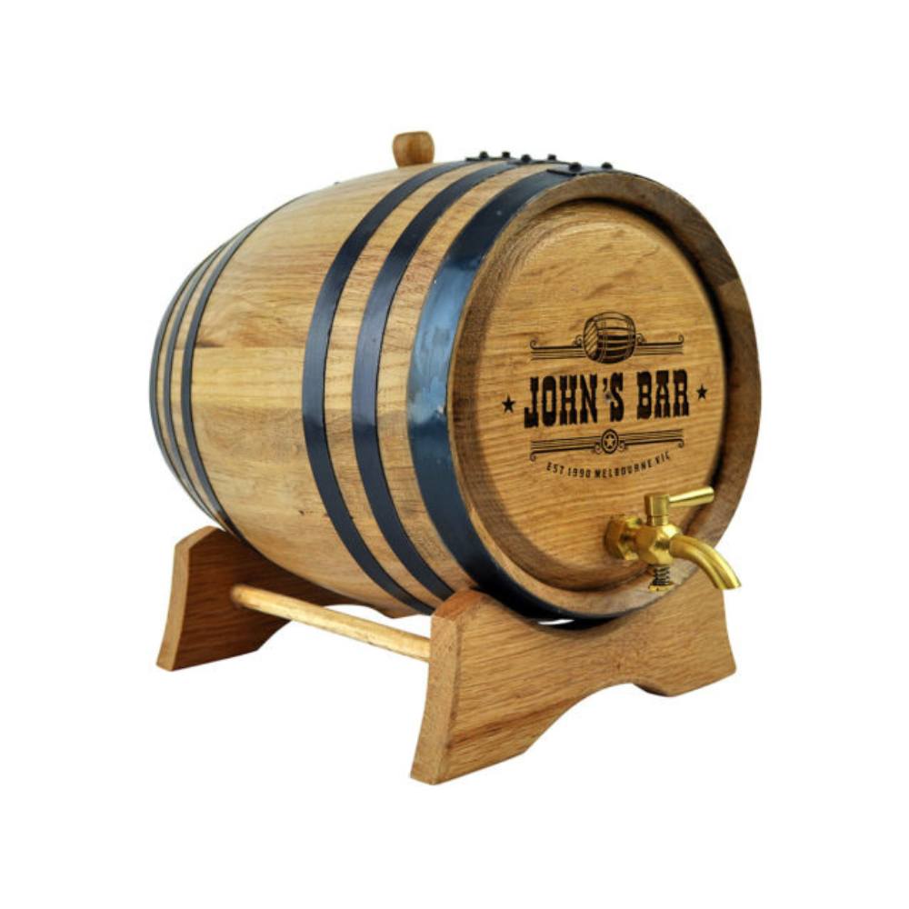Personalised 'Bar Design' Oak Barrel