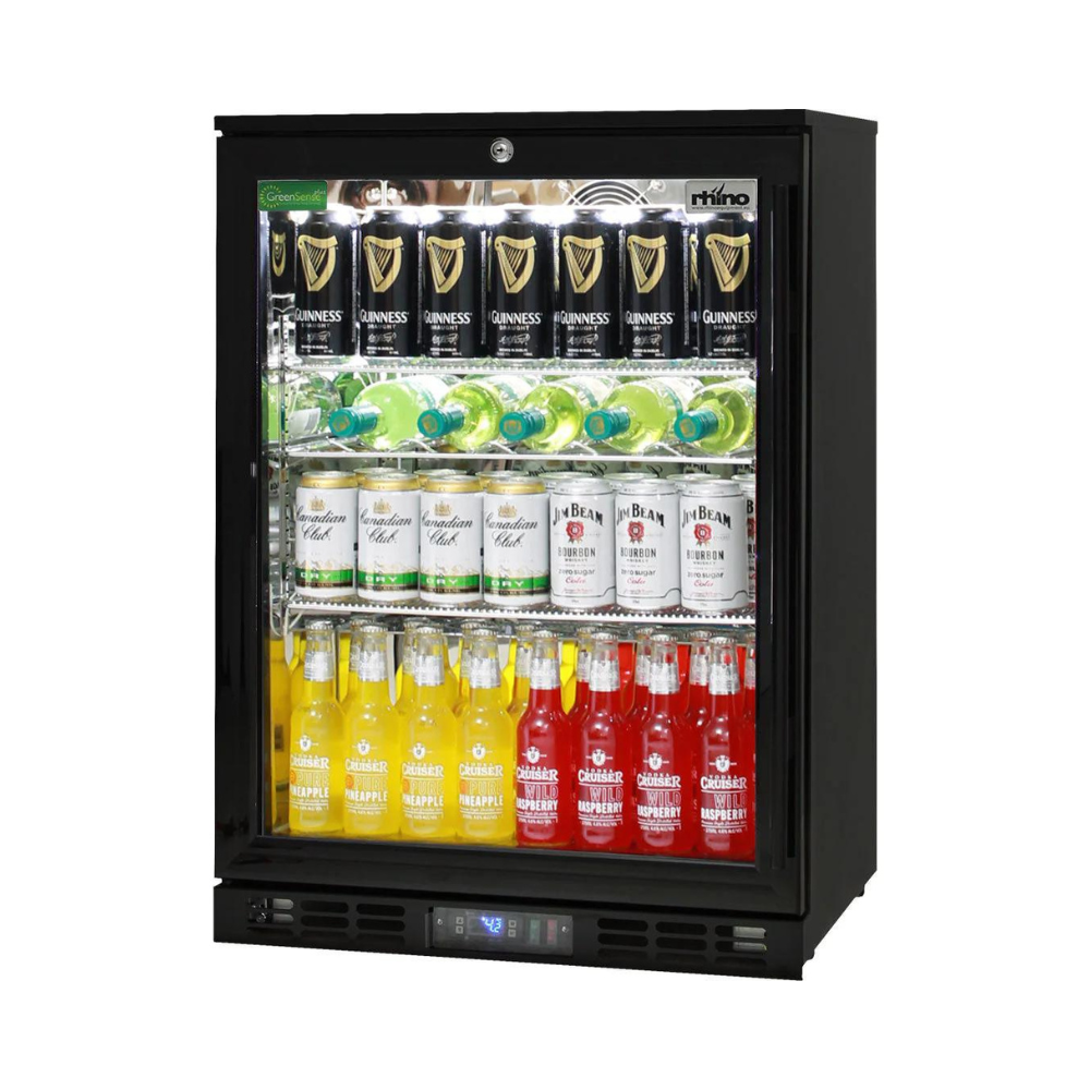 Black Quiet Commercial Glass 1 Door Bar Fridge Energy Efficient LG Compressor