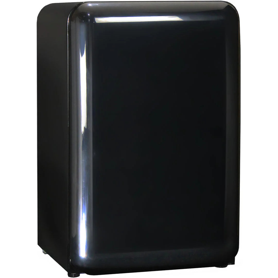 Black Rounded Quiet Running Energy Efficient Mini Bar Fridge Model HUS-RND70B