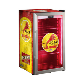 Gilmore Schmick Vintage Fuel Pump Triple Glazed Alfresco Bar Fridge With LED Strip Lights - Model HUS-SC88-FP-GILMORE