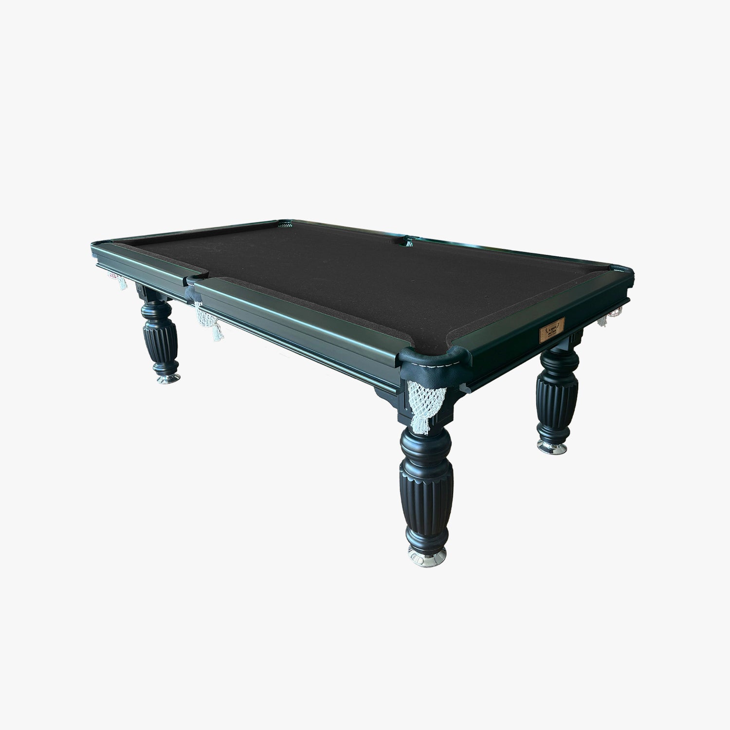 Solid Oak 7ft Slate Pool Table - Black Frame/Black Felt