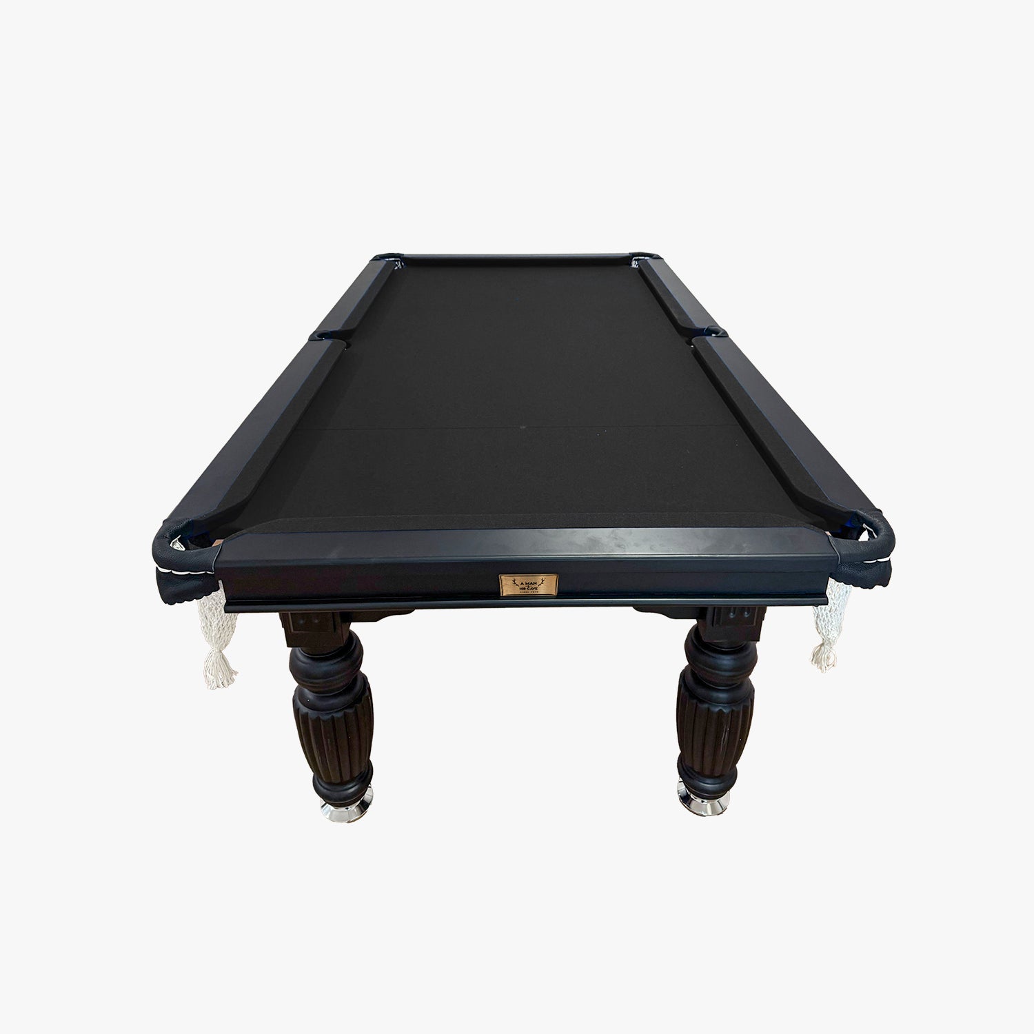 Solid Oak 7ft Slate Pool Table - Black Frame/Black Felt