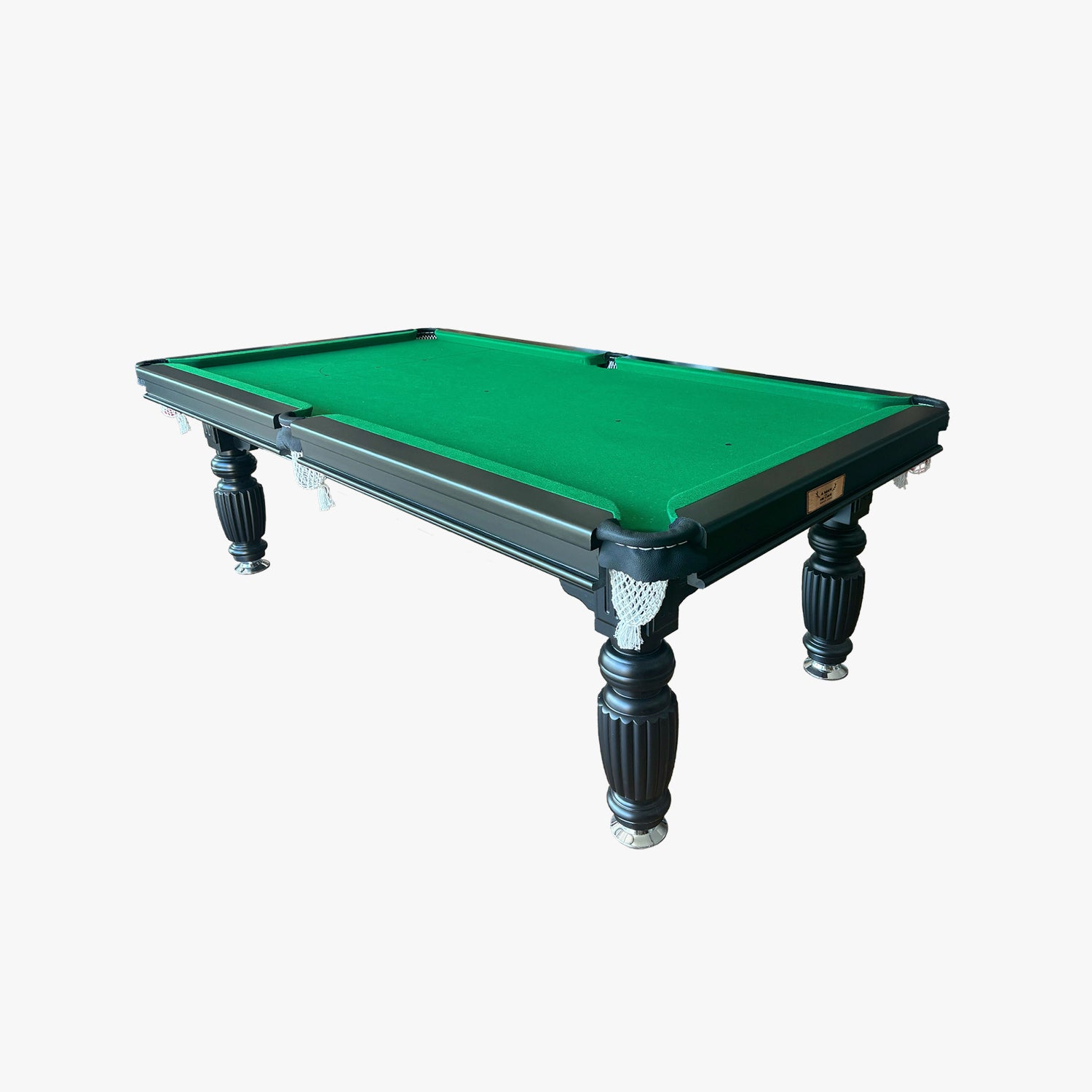 Solid Oak 8ft Slate Pool Table - Black Frame/Green Felt