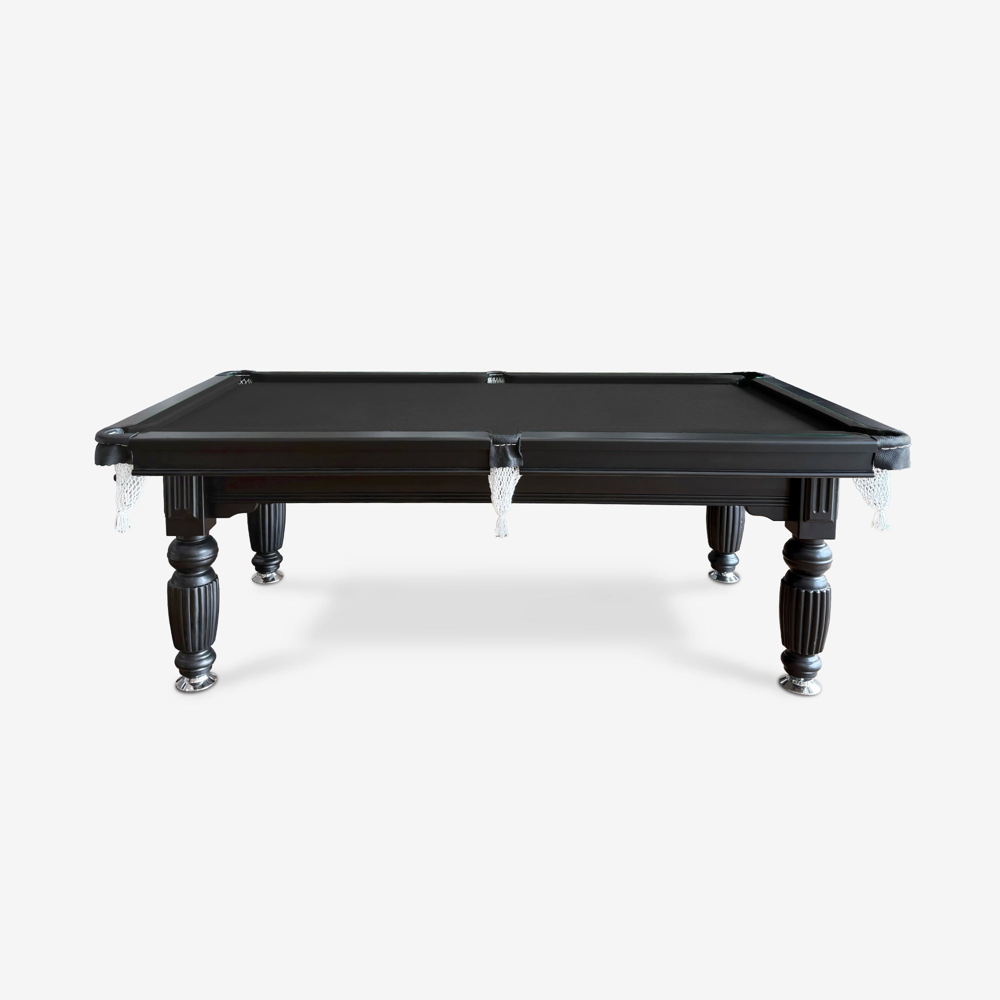 Solid Oak 8ft Slate Pool Table - Black Frame/Black Felt