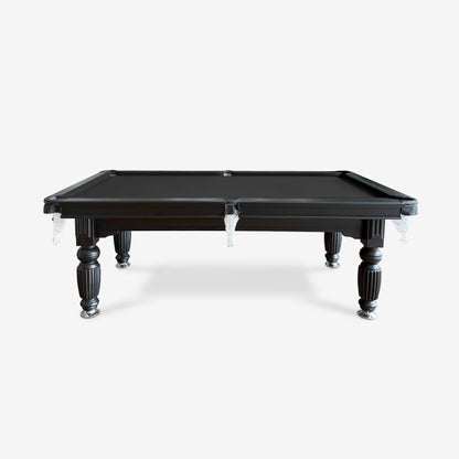 Solid Oak 8ft Slate Pool Table - Black Frame/Black Felt